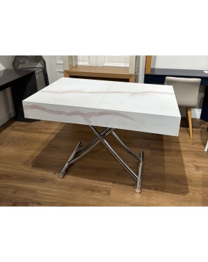 Table relevable Box - Ozzio design - céramique marbre blanc