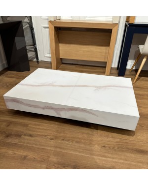 Table relevable Box - Ozzio design - céramique marbre blanc