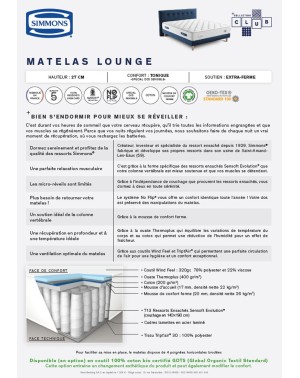 Matelas  Simmons - Lounge - lits jumeaux