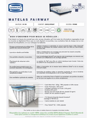 Matelas  Simmons - Fairway - lits jumeaux