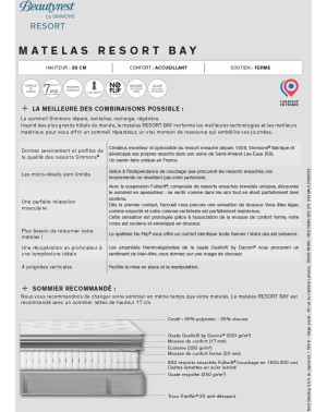 Matelas Hotel luxe - Resort Bay - lit jumeaux - Simmons