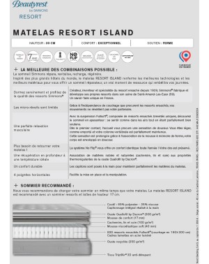 Matelas Hotel luxe - Resort Island - lit jumeaux - Simmons